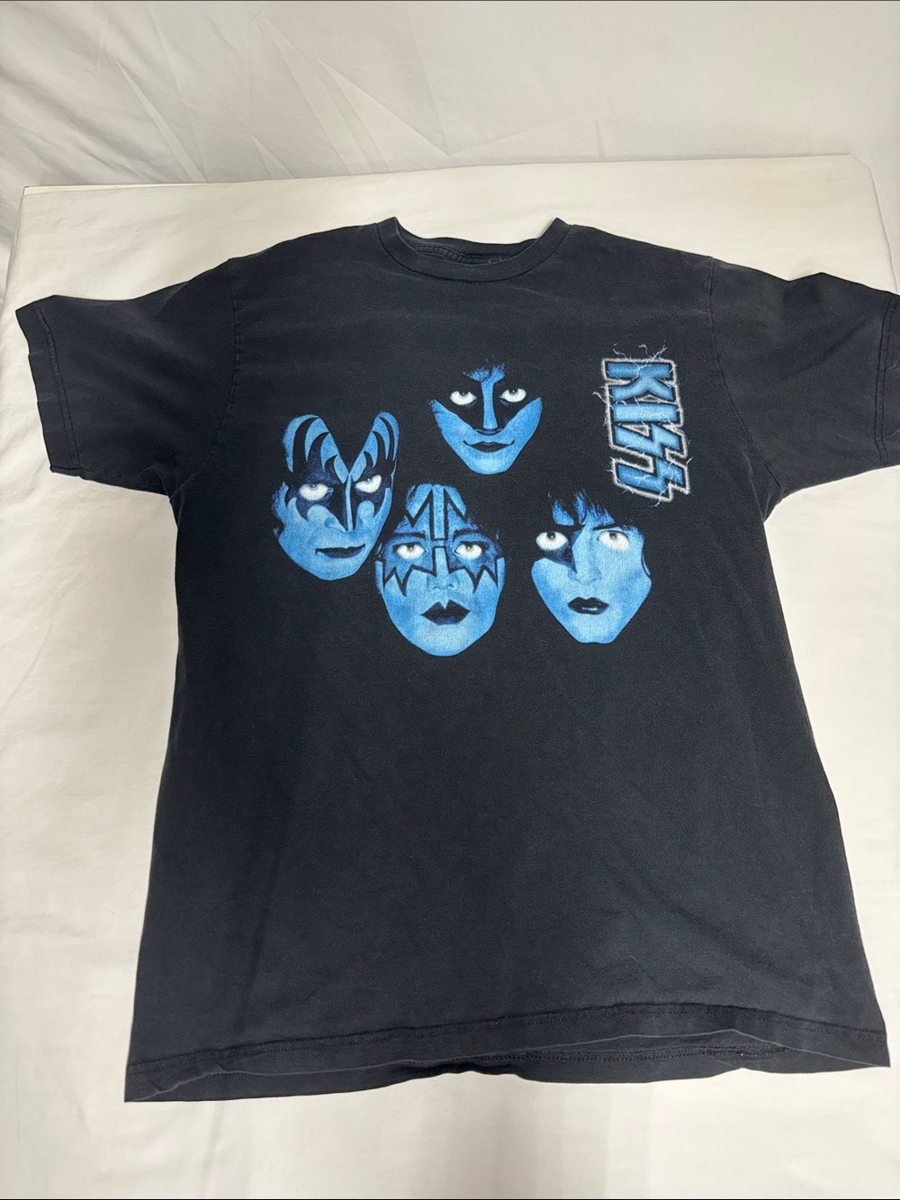 KISS Creatures of the Night black graphic band T-shirt featuring a bold blue-ton